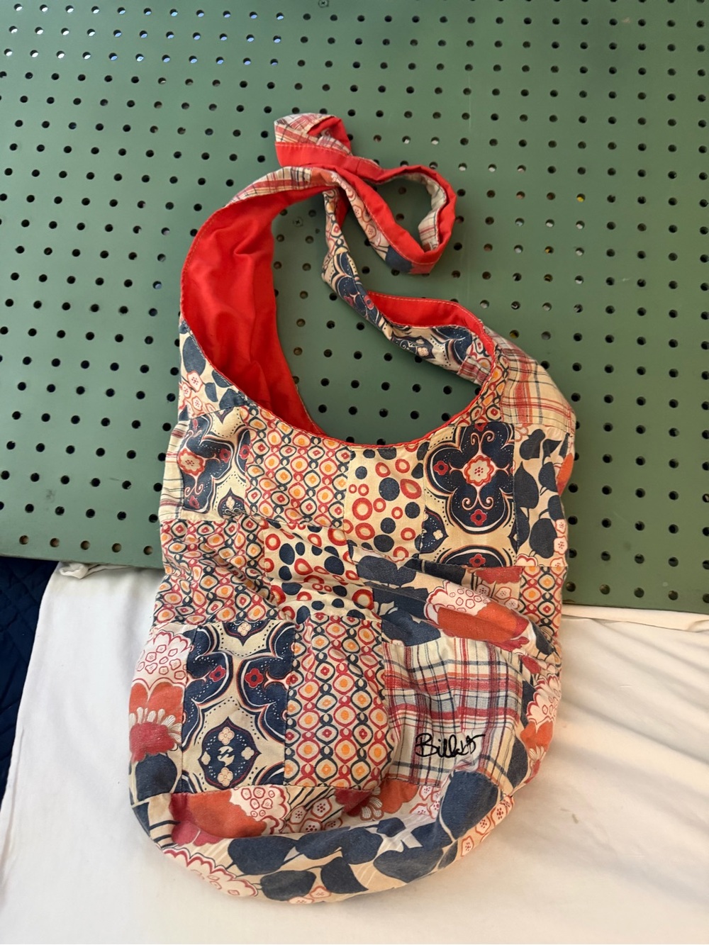 Billabong Red and Navy Patchwork Shoulder Bag